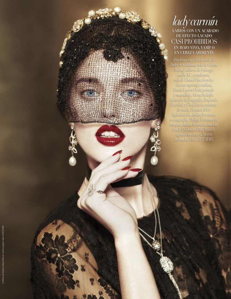 Emily DiDonato is Glam in Black for Vogue Latin America's A/W 2012 Beauty Supplement