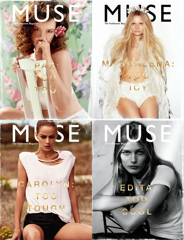 Muse Winter 2010 Covers | Paz de la Huerta, Carolyn Murphy, Edita V & Magdalena