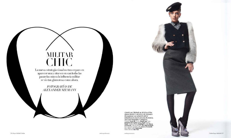 Bregje Heinen Sports Military Style for Harper's Bazaar Latin America October 2012