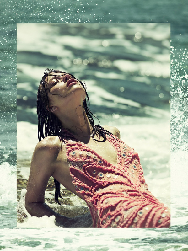 Magdalena Glonek Soaks Up Ocean Waves in Elle Greece July 2012 by Dimitris Skoulos