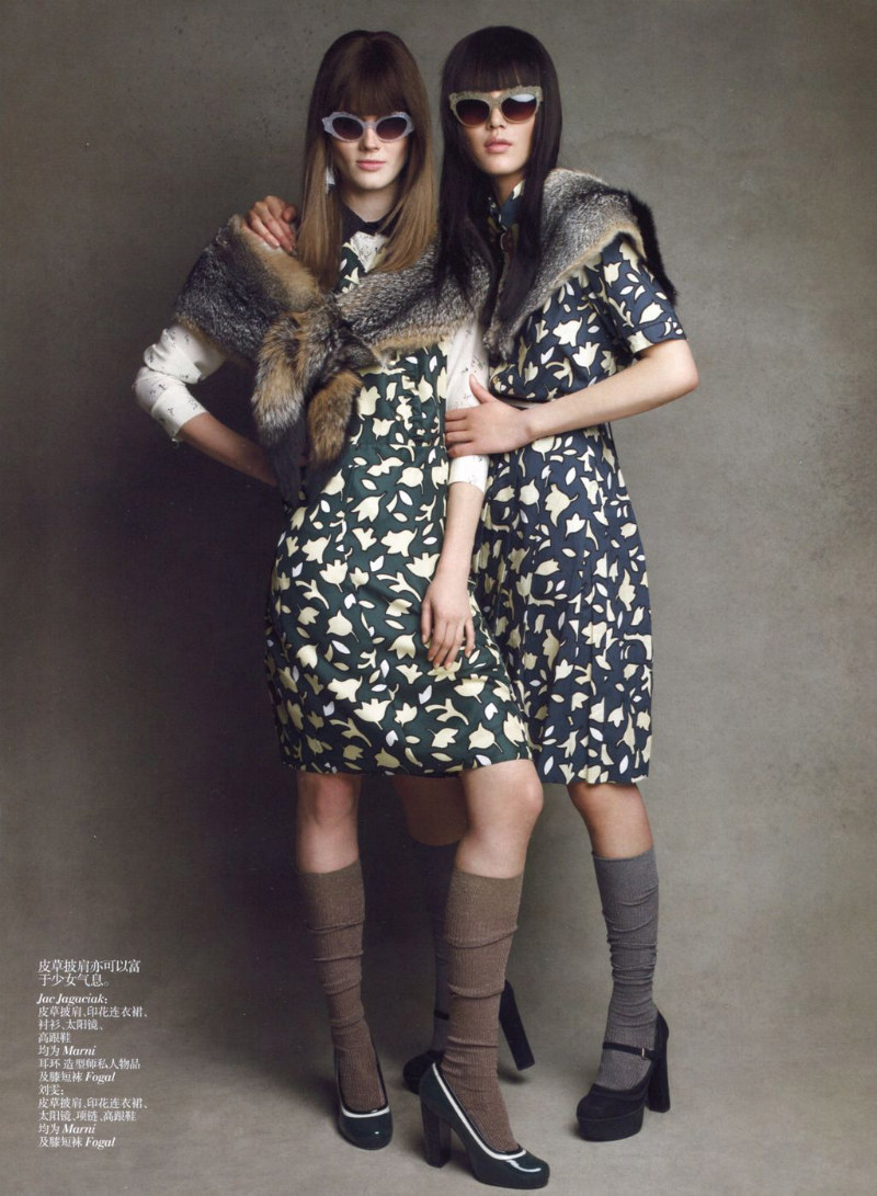 Liu Wen & Jac Jagaciak Get Ready for Fall in Vogue China July 2012 by Patrick Demarchelier