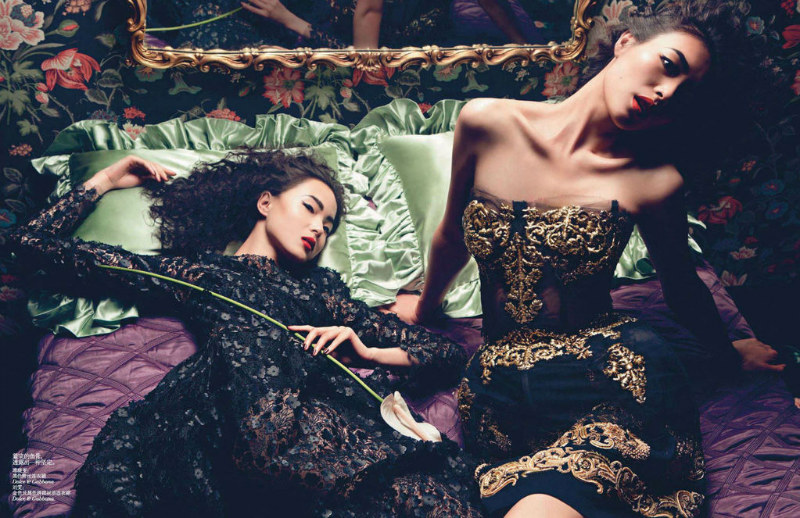 Liu Wen, Tian Yi, Xiao Wen, Lindsey Wixson, Daria Strokous & Marie Piovesan Wear Fall's Seductive Styles for Vogue China September 2012