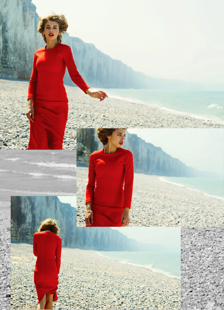 Adeline Jouan Dons Red Looks for SnC September 2012 by Nikolay Biryukov