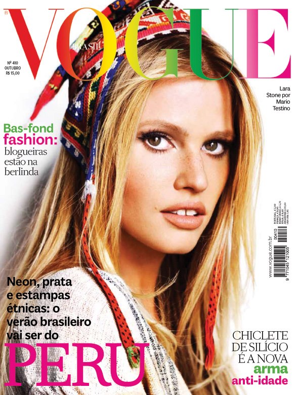 Lara Stone Graces the October 2012 Cover of Vogue Brazil