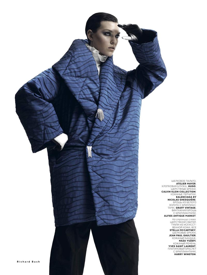 Arizona Muse Dons Menswear Shapes for Vogue Russia November 2012 by Richard Bush