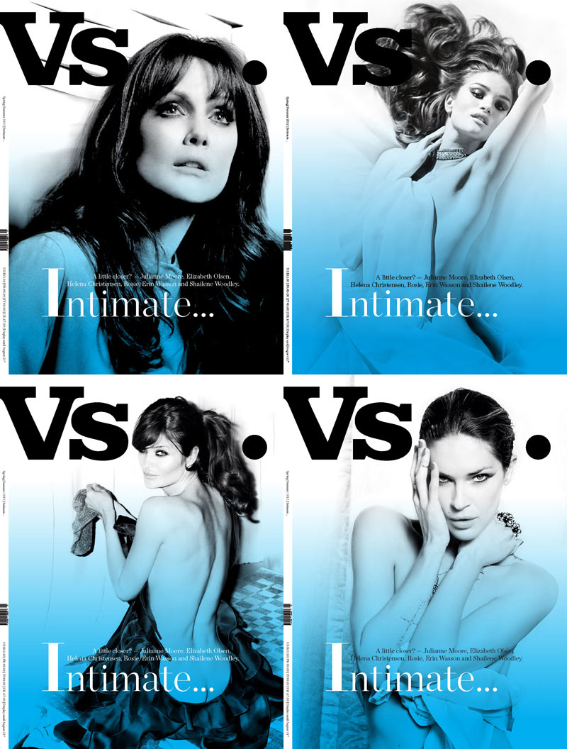 Rosie-Huntington Whiteley, Julianne Moore, Helena Christensen, Erin Wasson, Elizabeth Olsen & Shailene Woodley Cover Vs. Magazine S/S 2012
