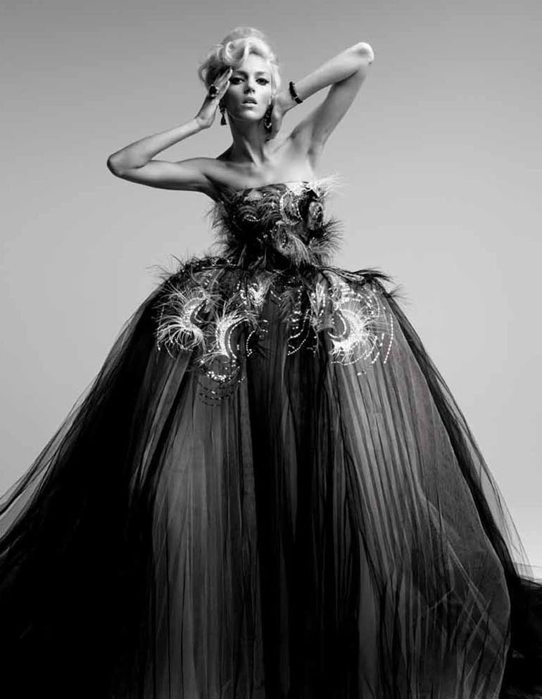 Anja Rubik by Patrick Demarchelier in Dior Couture for Vogue Japan May 2012