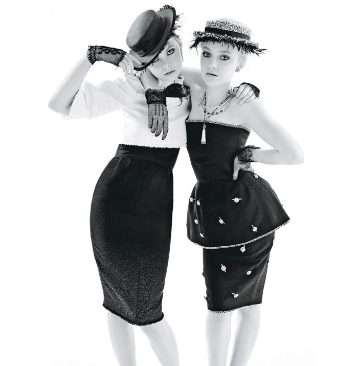 Dakota & Elle Fanning by Mario Sorrenti for W Magazine December 2011